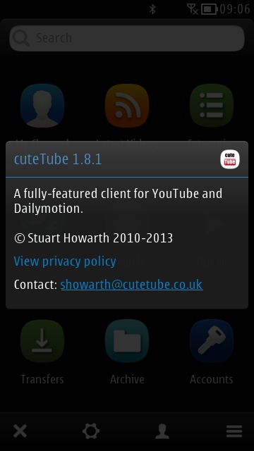 Screenshot, CuteTube