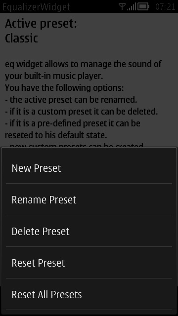 Screenshot, eq widget
