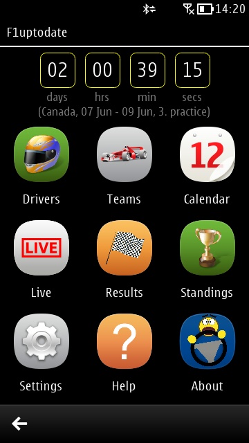 Screenshot, F1uptodate