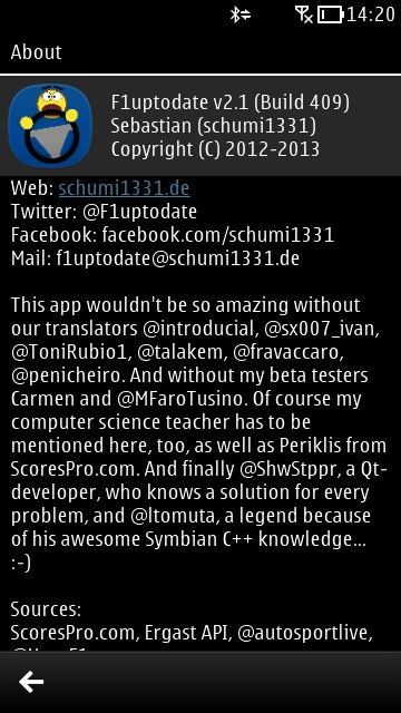 Screenshot, F1uptodate
