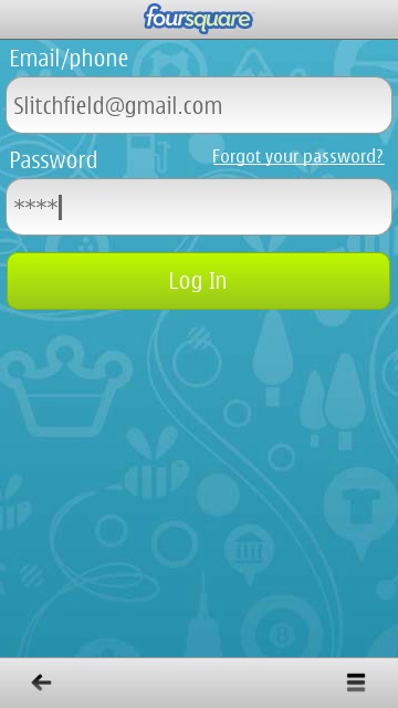 Screenshot, foursquare for Symbian