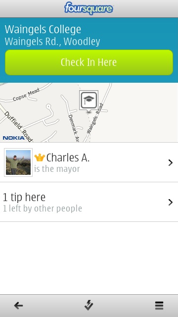 Screenshot, foursquare for Symbian
