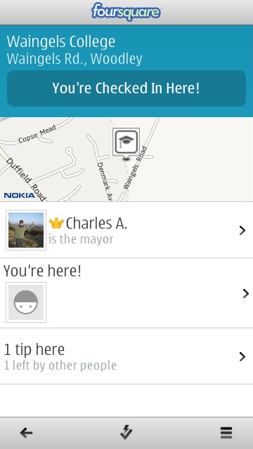Screenshot, foursquare for Symbian