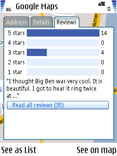 Screenshot, Google Maps 2.3 for S60