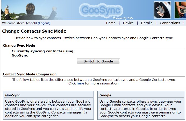 GooSync Contacts sync screenshots