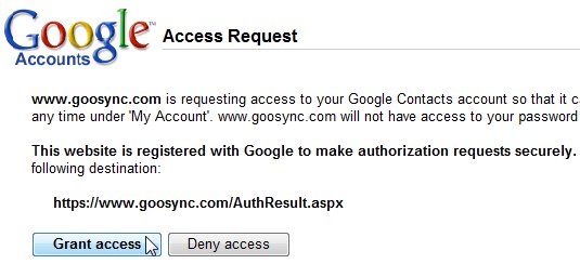 GooSync Contacts sync screenshots