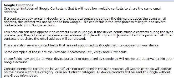 GooSync Contacts sync screenshots