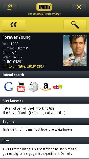 IMDb widget screenshot