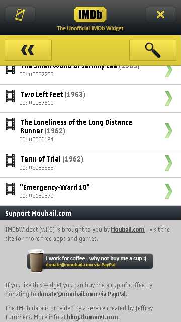 IMDb widget screenshot