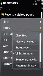 Instant menu screenshot