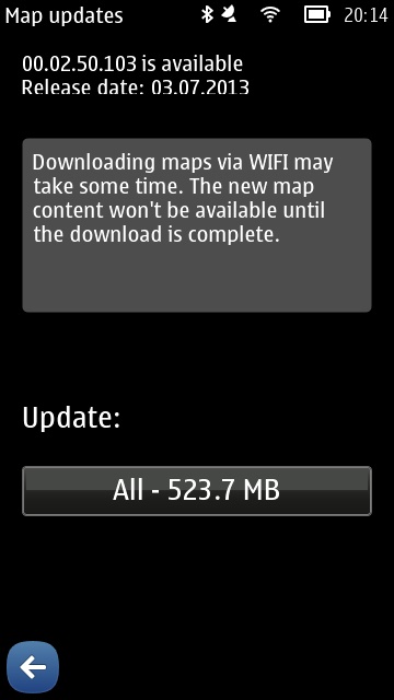Screenshot, updating maps