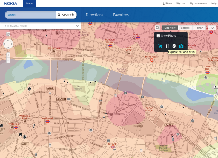 Heat maps in Nokia Maps
