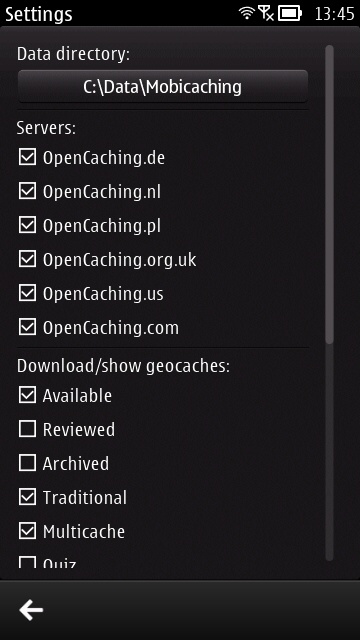 Mobicaching screenshot