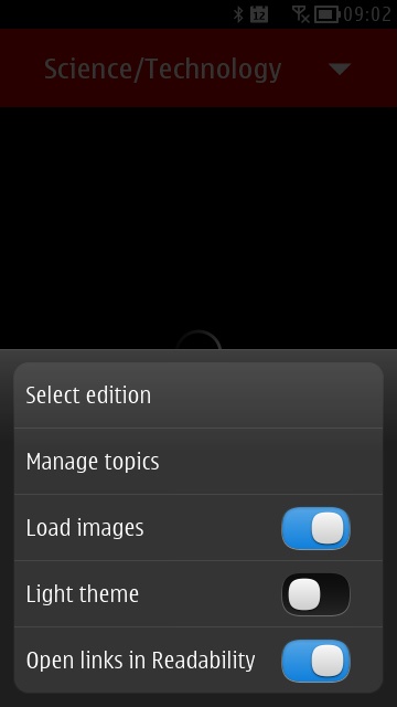 Screenshot, News for Symbian