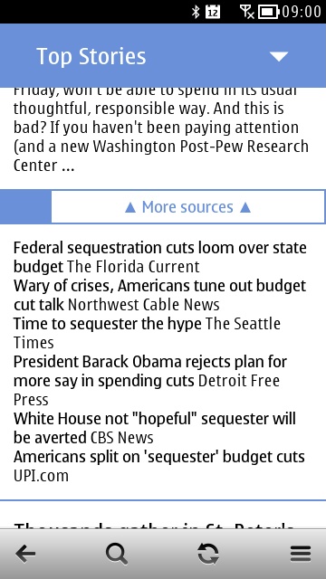 Screenshot, News for Symbian