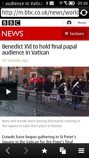 Screenshot, News for Symbian