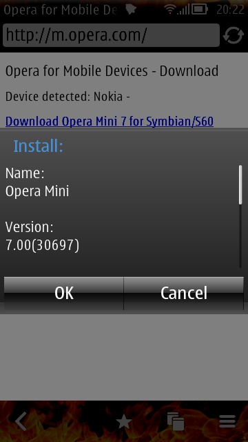 Screenshot, Opera Mini 7 Update 1