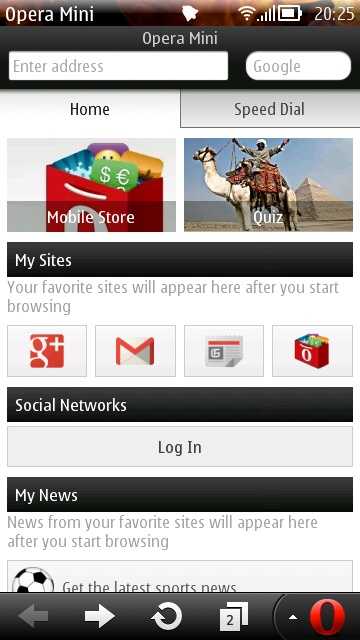Screenshot, Opera Mini 7 Update 1