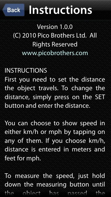 Screenshot, Pocket Radar
