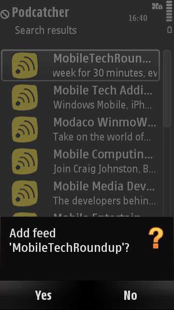 Screenshot, Podcatcher