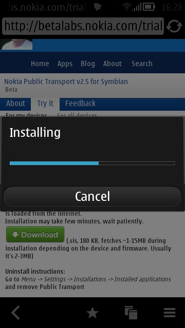 Screenshot, Public Transport beta