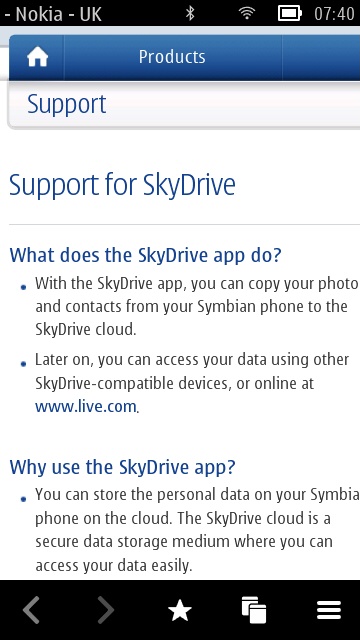 Screenshot, SkyDrive upload facility