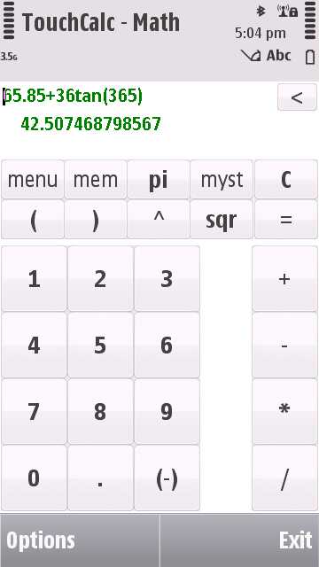 Screenshot of TouchCalc