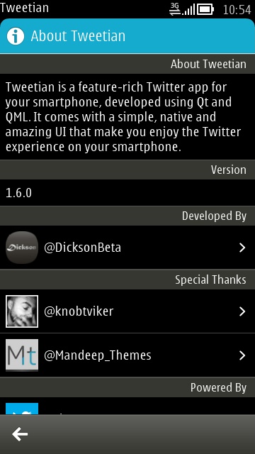 Screenshot, Tweetian 1.6 install