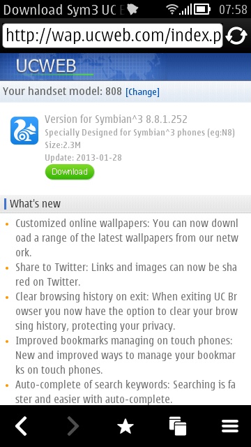 Screenshot, UC Browser 8.8 walkthrough