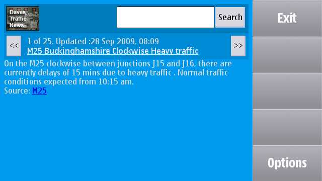 Screenshot, UK Traffic widget