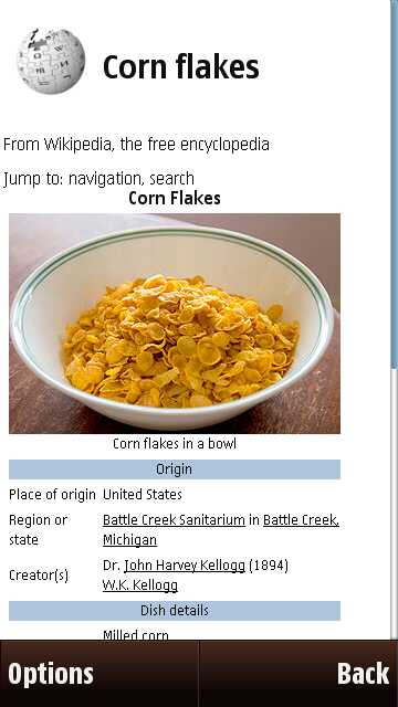 Wikipedia widget screenshot