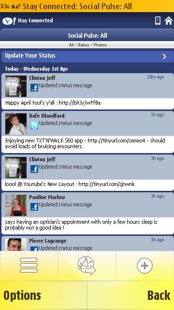The new Yahoo! mobile site showing 'Social Pulse'