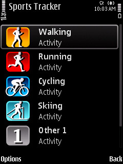 Screenshot from Sports Tracker