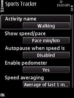 Screenshot from Sports Tracker