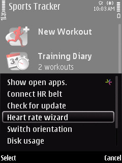 Screenshot from Sports Tracker