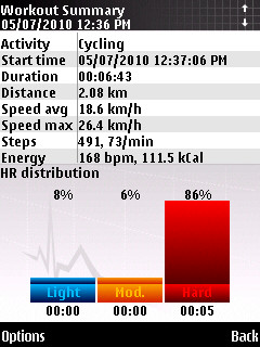 Screenshot from Sports Tracker