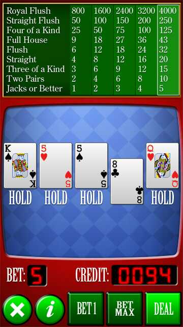 Screenshot, Video Poker