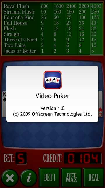 Screenshot, Video Poker